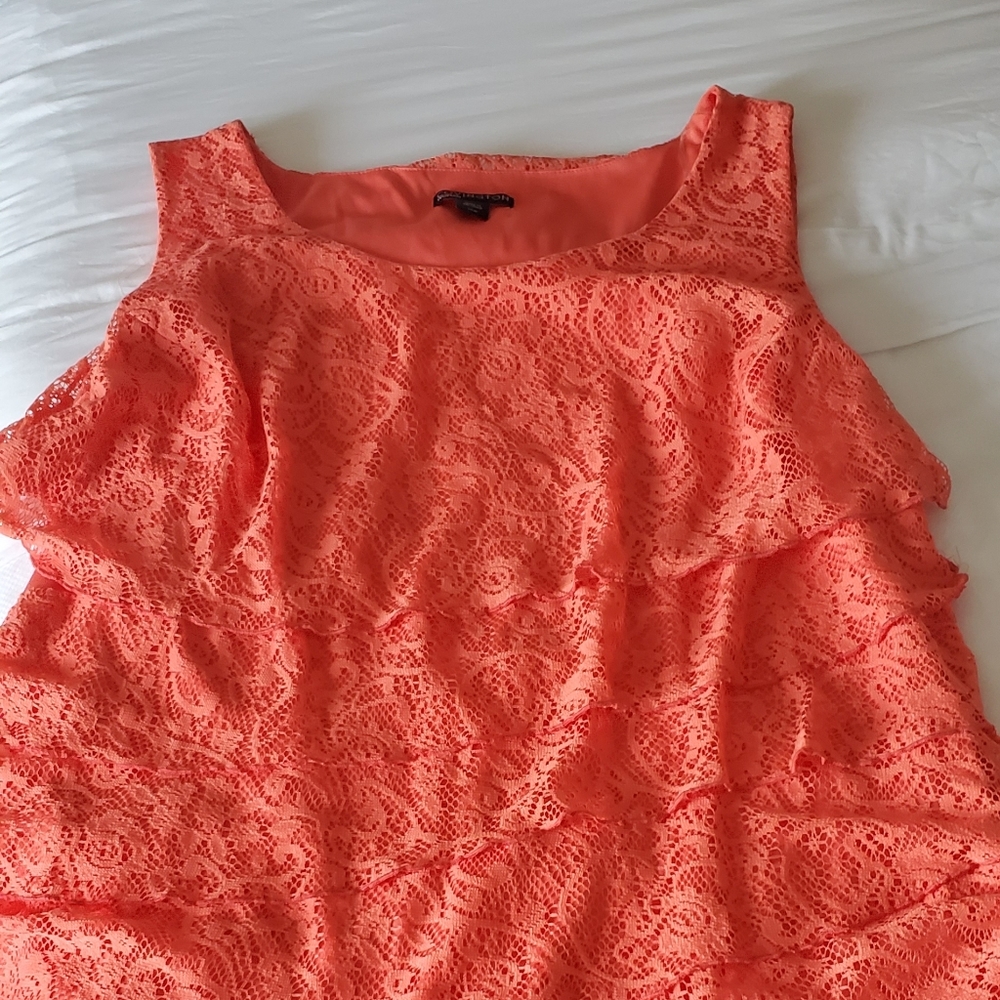Covington Woman Peach Ruffle Dress